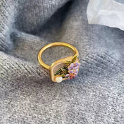handmade baroque pearl adjustable ring