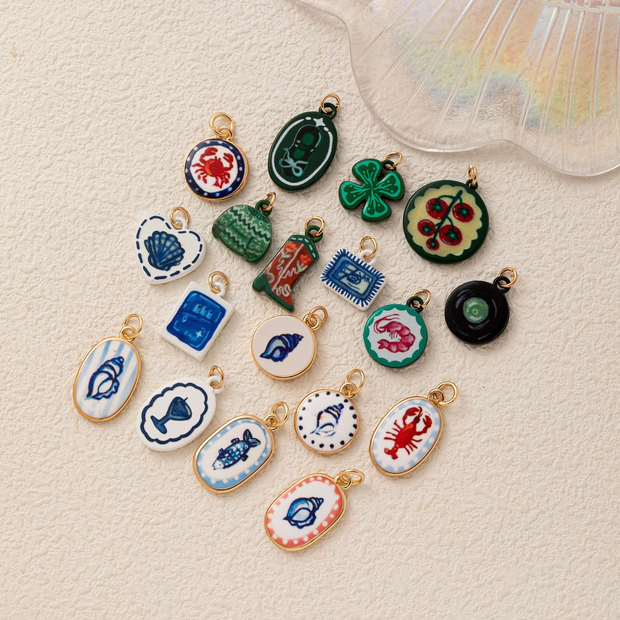 Hand-painted ceramic vintage pendants