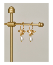 handcrafted clover blossom cotton pearl earrings