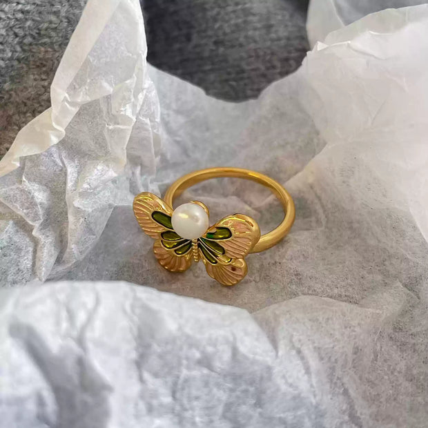 handmade baroque pearl adjustable ring