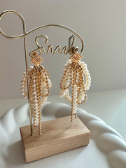 handmade natural freshwater pearl baroque long tassel earrings