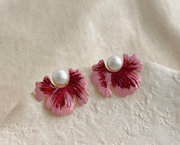hand-painted ombre flower earrings