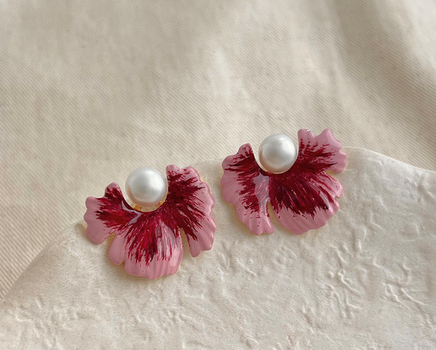 hand-painted ombre flower earrings