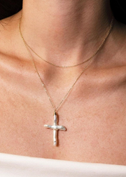 handmade baroque pearl cross necklace