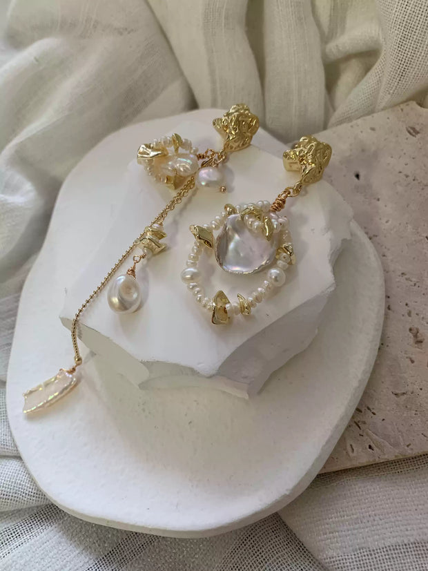 handmade silver baroque pearl earrings