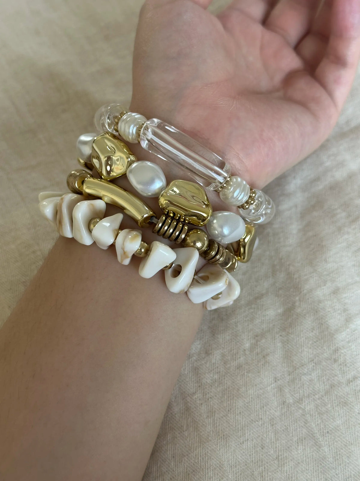 shimmering vintage gold pearl multi-layered bracelet