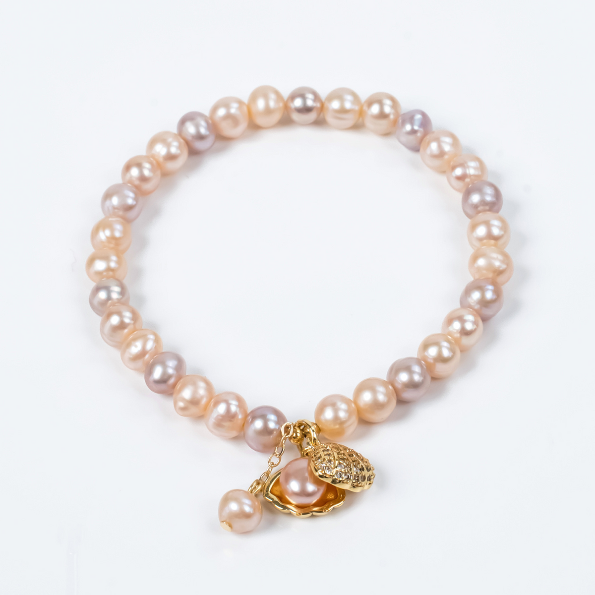 6-7mm natural freshwater pearl bracelet candy color