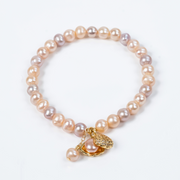 6-7mm natural freshwater pearl bracelet candy color elastic string pearl