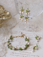 Lily of the Valley handmade pearls silver earrings