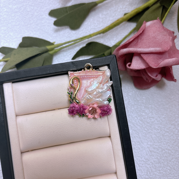 handmade baroque pearl swan pendant