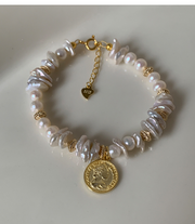 natural freshwater pearl and silver bracelet