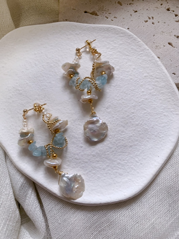artisanal sea glass and pearl statement