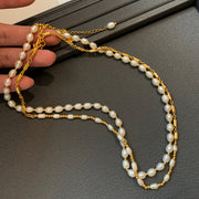 natural freshwater baroque pearl layered sweater necklace