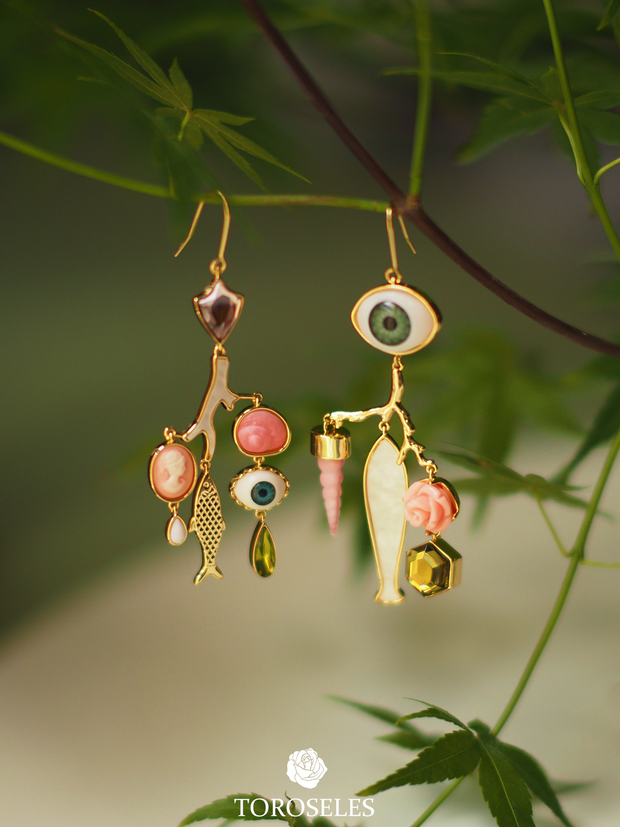 Ocean-style mermaid tears tassel earrings natural mother-of-pearl