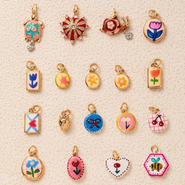 Hand-painted ceramic vintage pendants