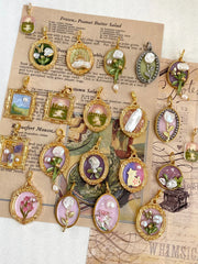 hand-painted baroque pearl floral Oil painting pendant