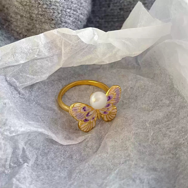 handmade baroque pearl adjustable ring