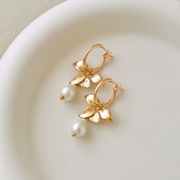 handcrafted clover blossom cotton pearl earrings