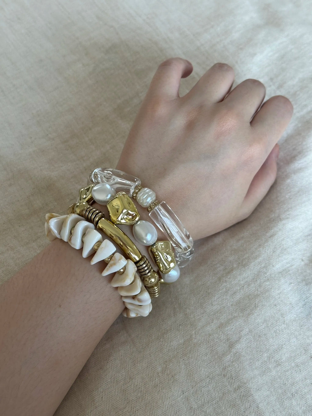 shimmering vintage gold pearl multi-layered bracelet