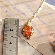 old glaze cross heart peach antique vintage pendant necklace