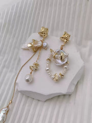 handmade silver baroque pearl earrings