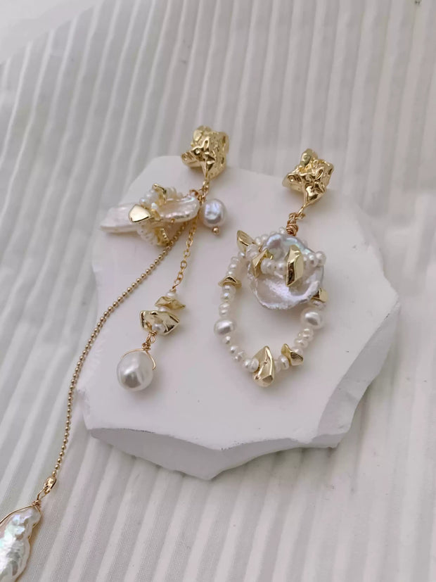 handmade silver baroque pearl earrings