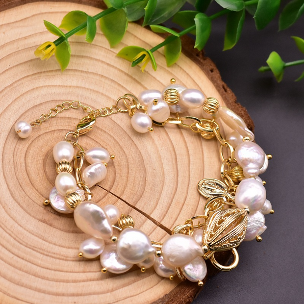 handmade natural baroque freshwater pearl bracelet