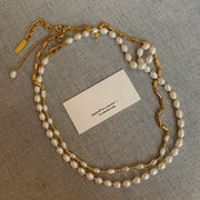 natural freshwater baroque pearl layered sweater necklace