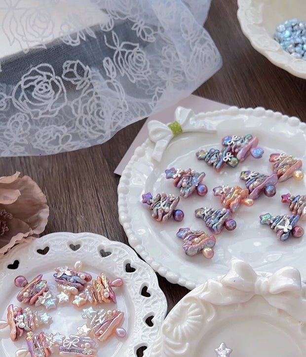 handcrafted Iridescent baroque pearl Christmas tree pendant