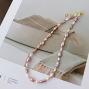 Retro freshwater hemp gray two-tone baroque pearl necklace