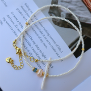 Colorful natural stone freshwater pearl handmade beaded clavicle necklace