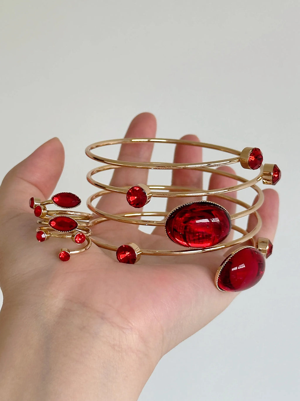 medieval persian pigeon blood red bracelet and ring set