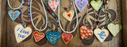 vintage love handcrafted clay heart necklace