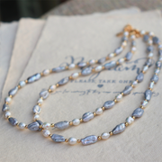 Retro freshwater hemp gray two-tone baroque pearl necklace