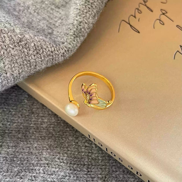 handmade baroque pearl adjustable ring