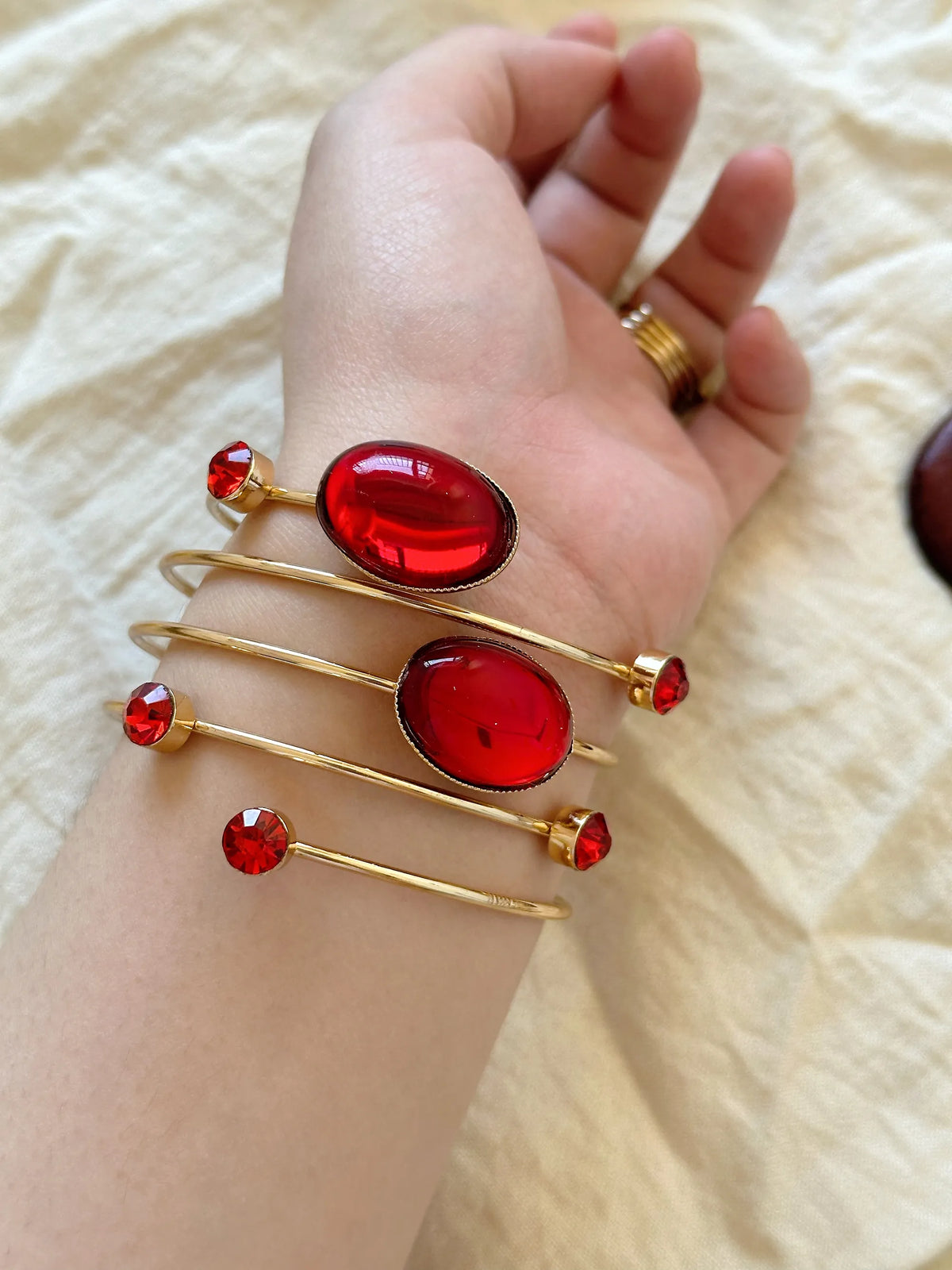 medieval persian pigeon blood red bracelet and ring set