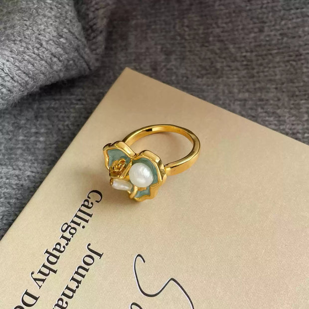 handmade baroque pearl adjustable ring