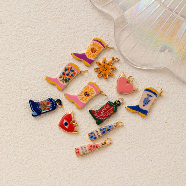 Hand-painted ceramic vintage pendants