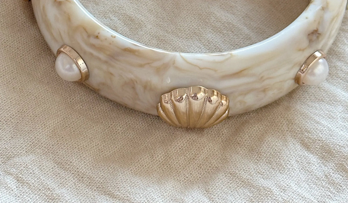 vintage seashell marble pattern bracelet stacked three-piece set