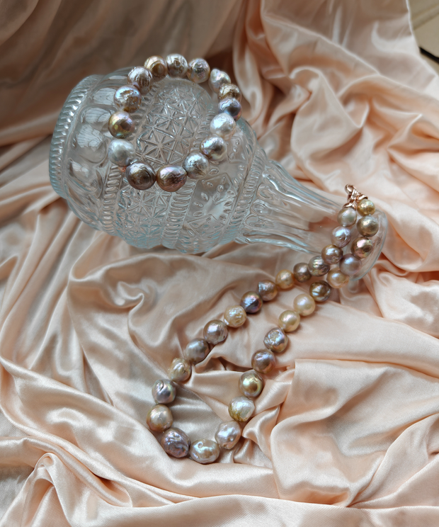 14K gold-filled earrings, necklace and bracelet DIY three-piece set