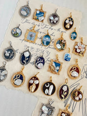 hand-painted baroque pearl floral Oil painting pendant