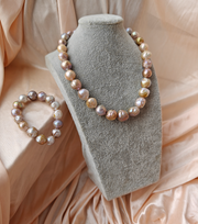 14K gold-filled earrings, necklace and bracelet DIY three-piece set