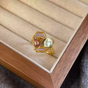 handmade baroque pearl adjustable ring