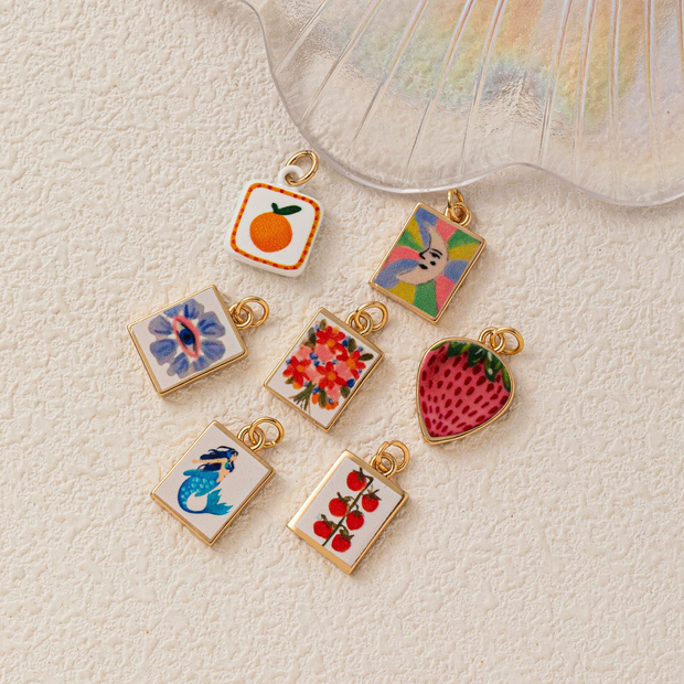 Hand-painted ceramic vintage pendants