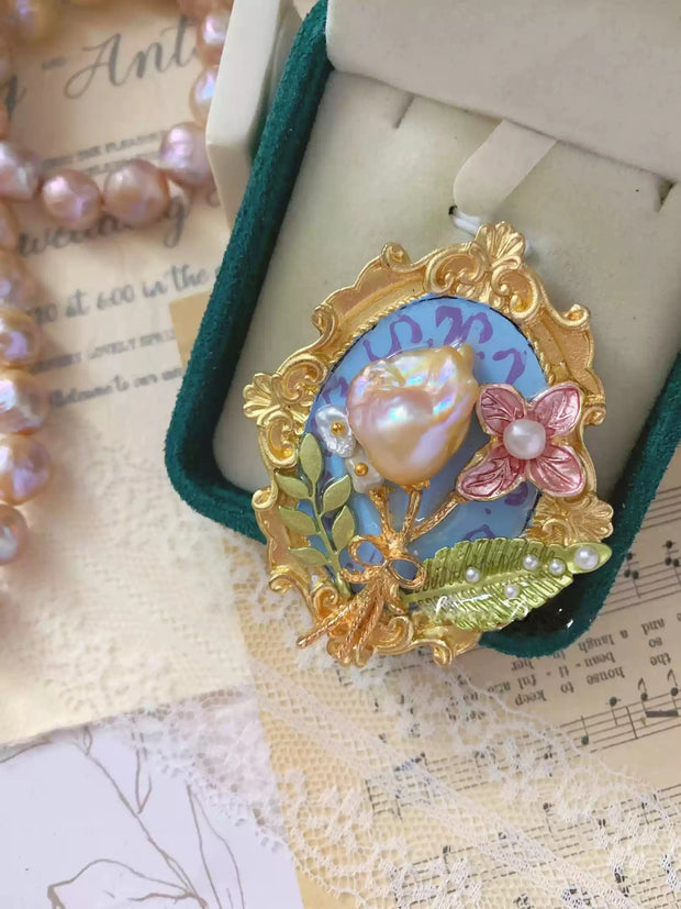 “Romance in the Alps” baroque pearl pendant