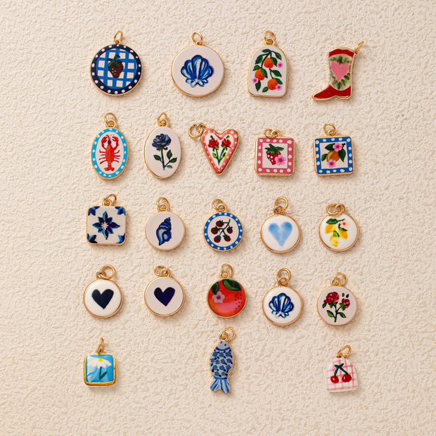 Hand-painted ceramic vintage pendants