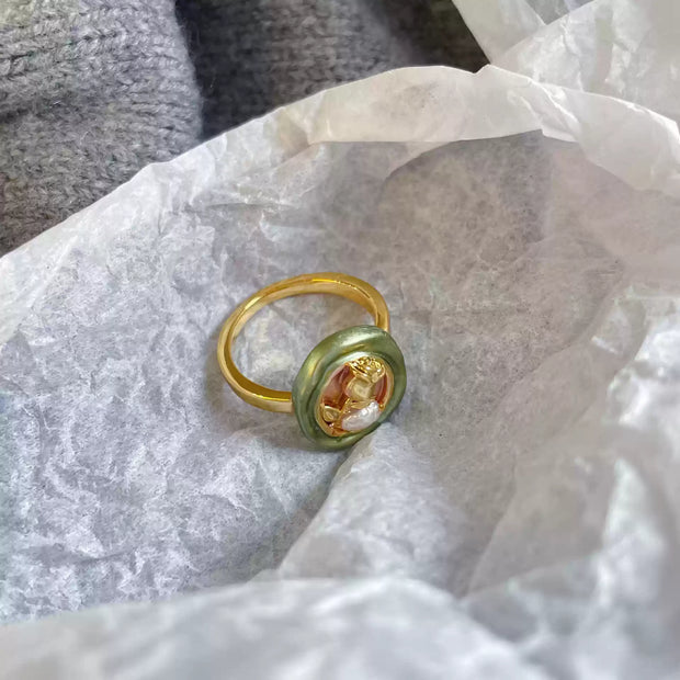 handmade baroque pearl adjustable ring