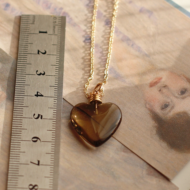 old glaze cross heart peach antique vintage pendant necklace