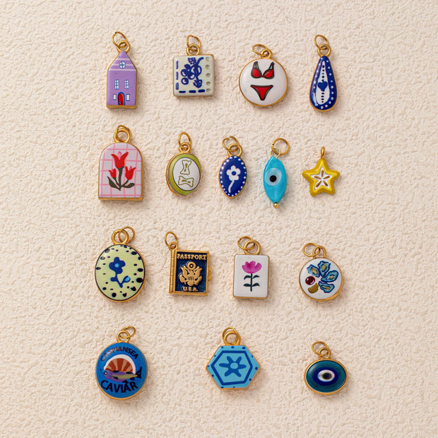 Hand-painted ceramic vintage pendants