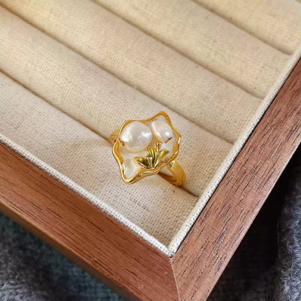 handmade baroque pearl adjustable ring